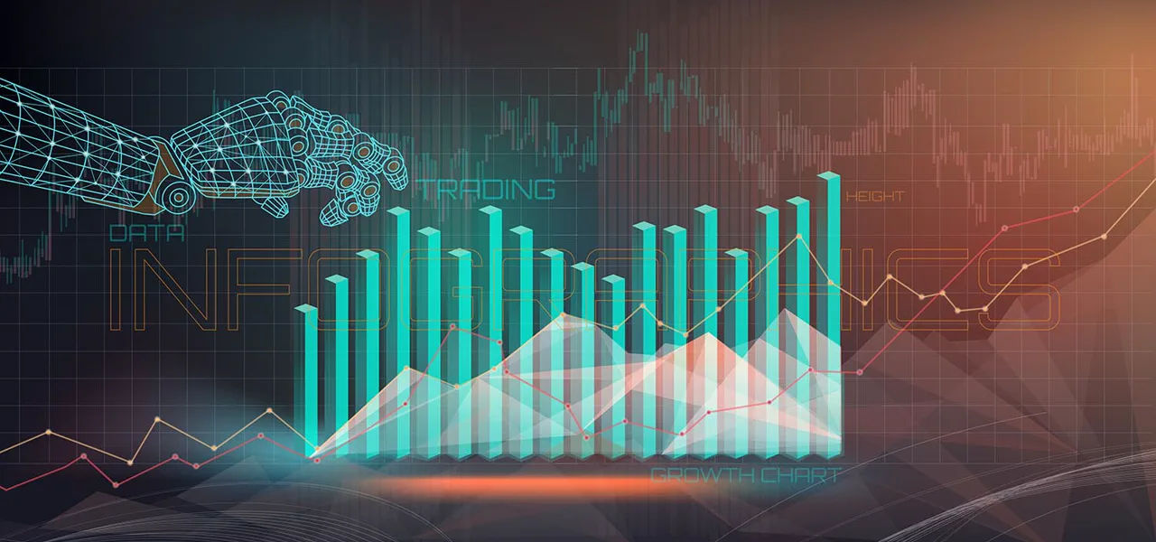 Gráfico abstracto mostrando la brecha entre inversión masiva y retorno real en IA — barras ascendentes de inversión vs línea plana de retorno